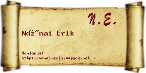 Nánai Erik névjegykártya